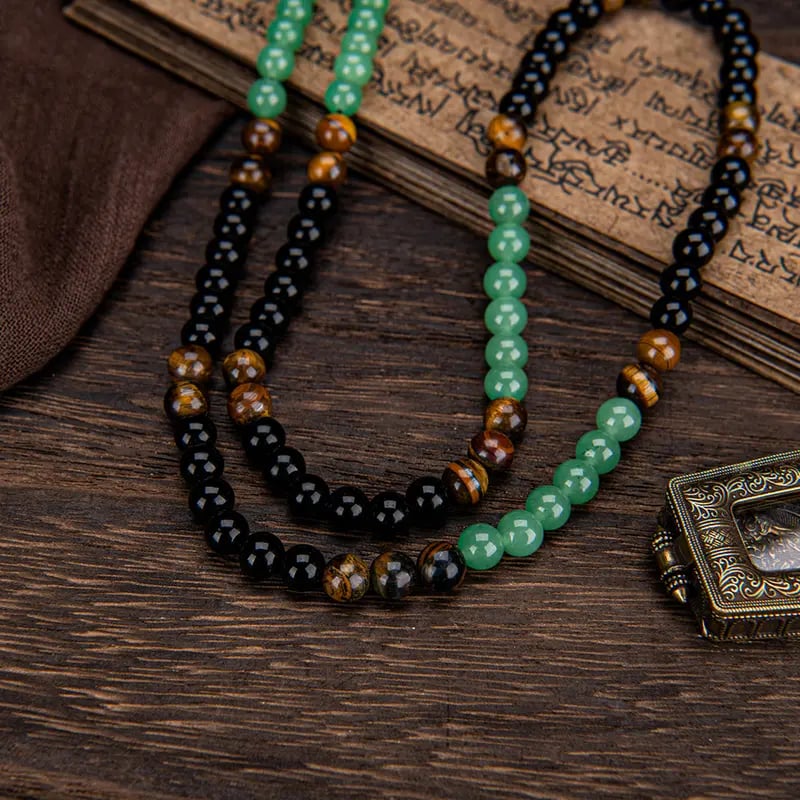 ✨✨ Money Attraction Necklace With GreenAventurine & Tiger Eye Pendant Healing Crystal Stone