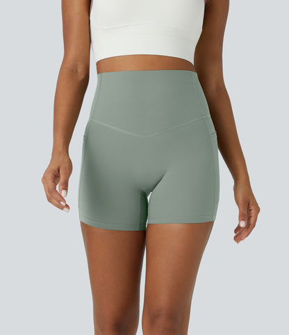 High Waisted Tummy Control Side Pocket Shaping Training Biker Shorts 5''