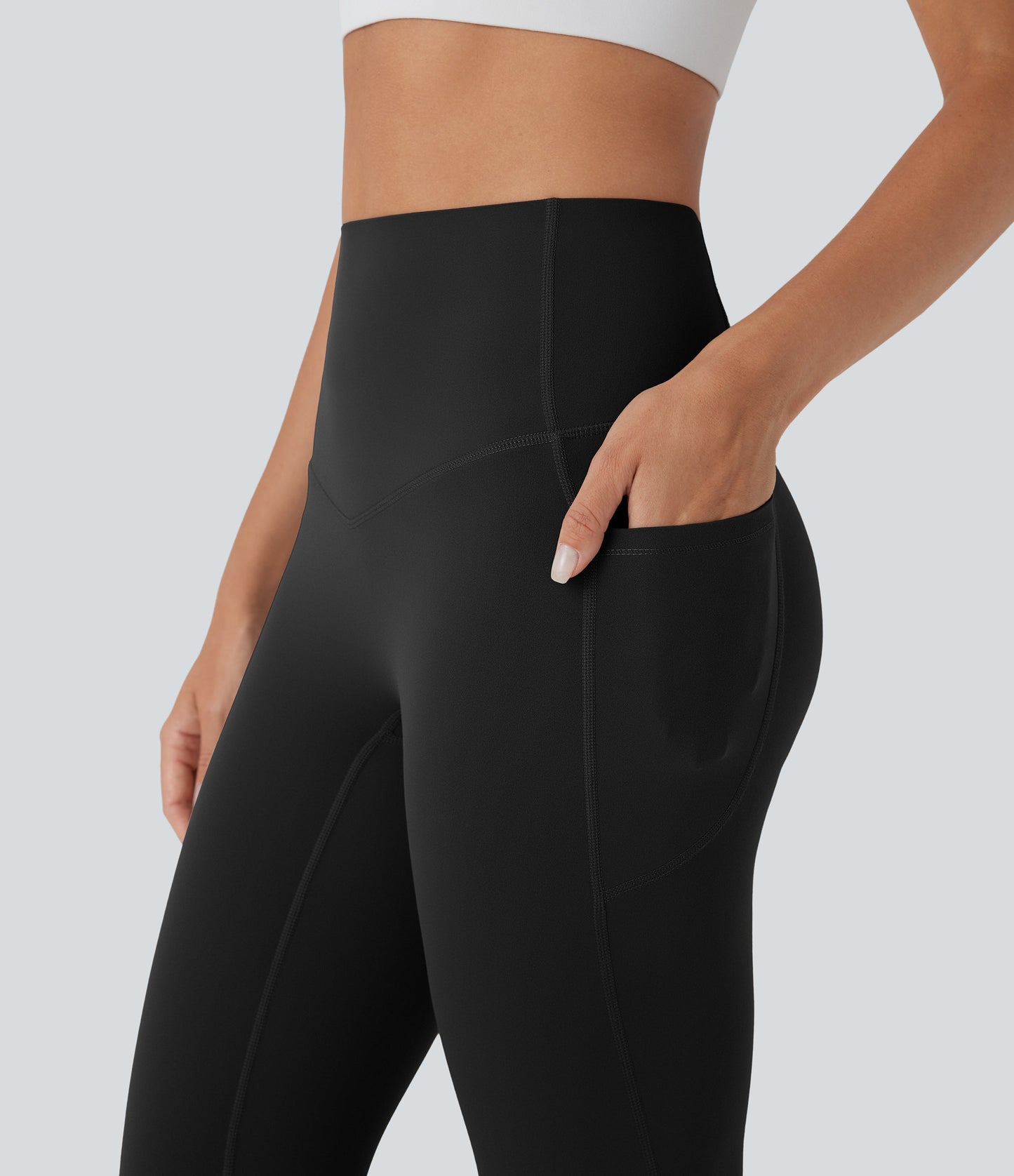 High Waisted Tummy Control Built-in Underwear Anti-Bacterial Shaping 7/8 Workout Leggings with Pockets
