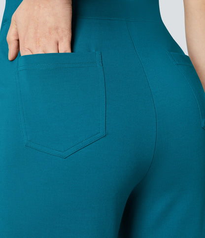 High Waisted Pocket Wide Leg Work Pants