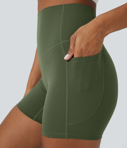 High Waisted Tummy Control Side Pocket Shaping Training Biker Shorts 5''