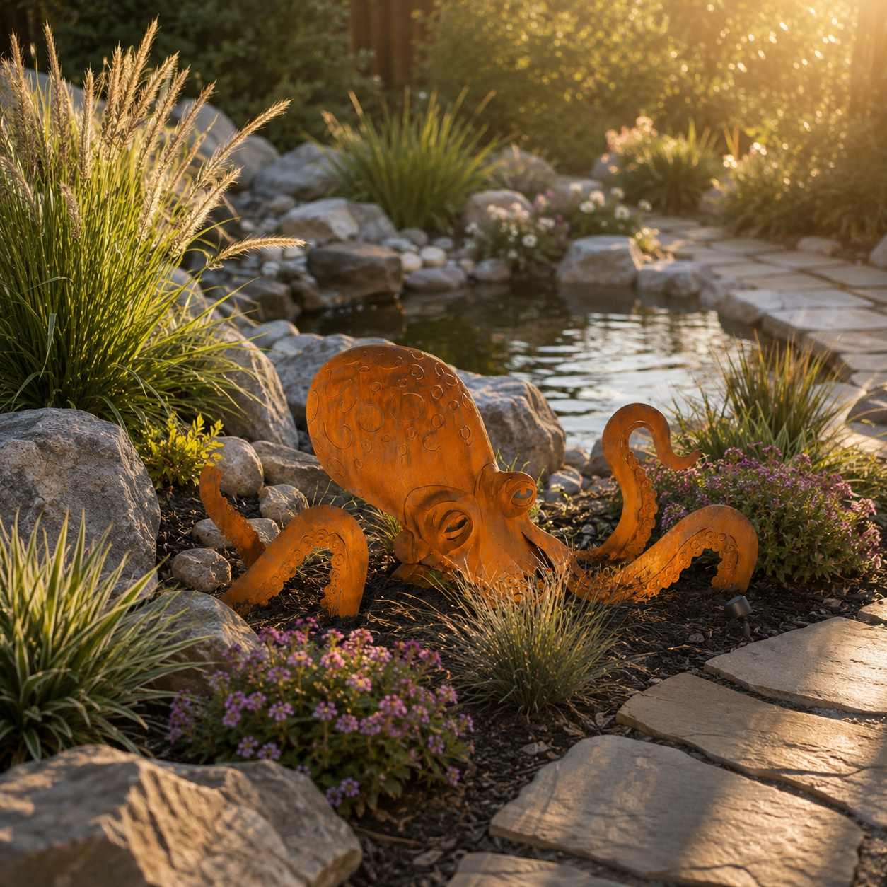 🔥Last Day 50% OFF🔥- 🐙Rust Patina Giant Squid Garden Sculpture