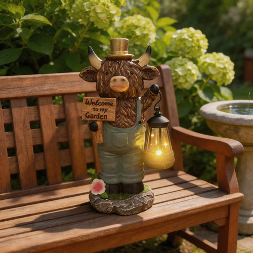 Battery-Powered Scottish Highland Cow Garden Welcome Light