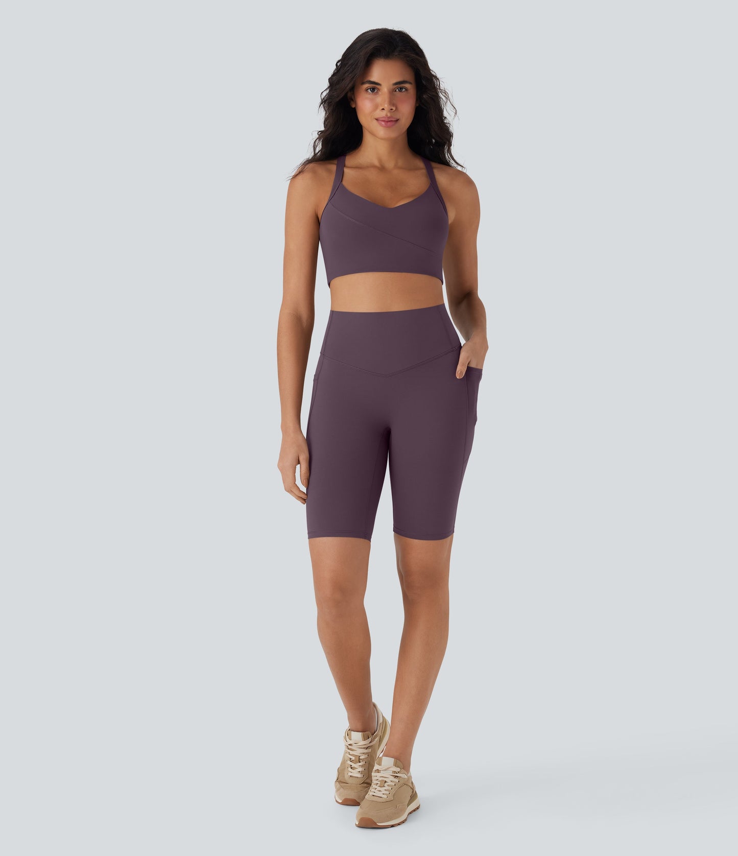 High Waisted Tummy Control Pocket Shaping Training Biker Shorts 9''