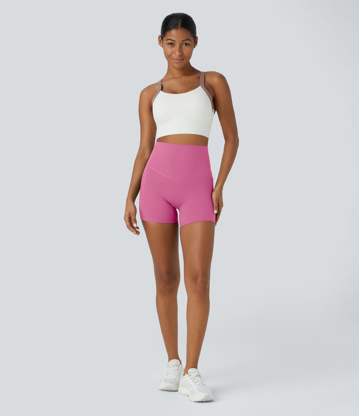 High Waisted Tummy Control Side Pocket Shaping Training Biker Shorts 5''