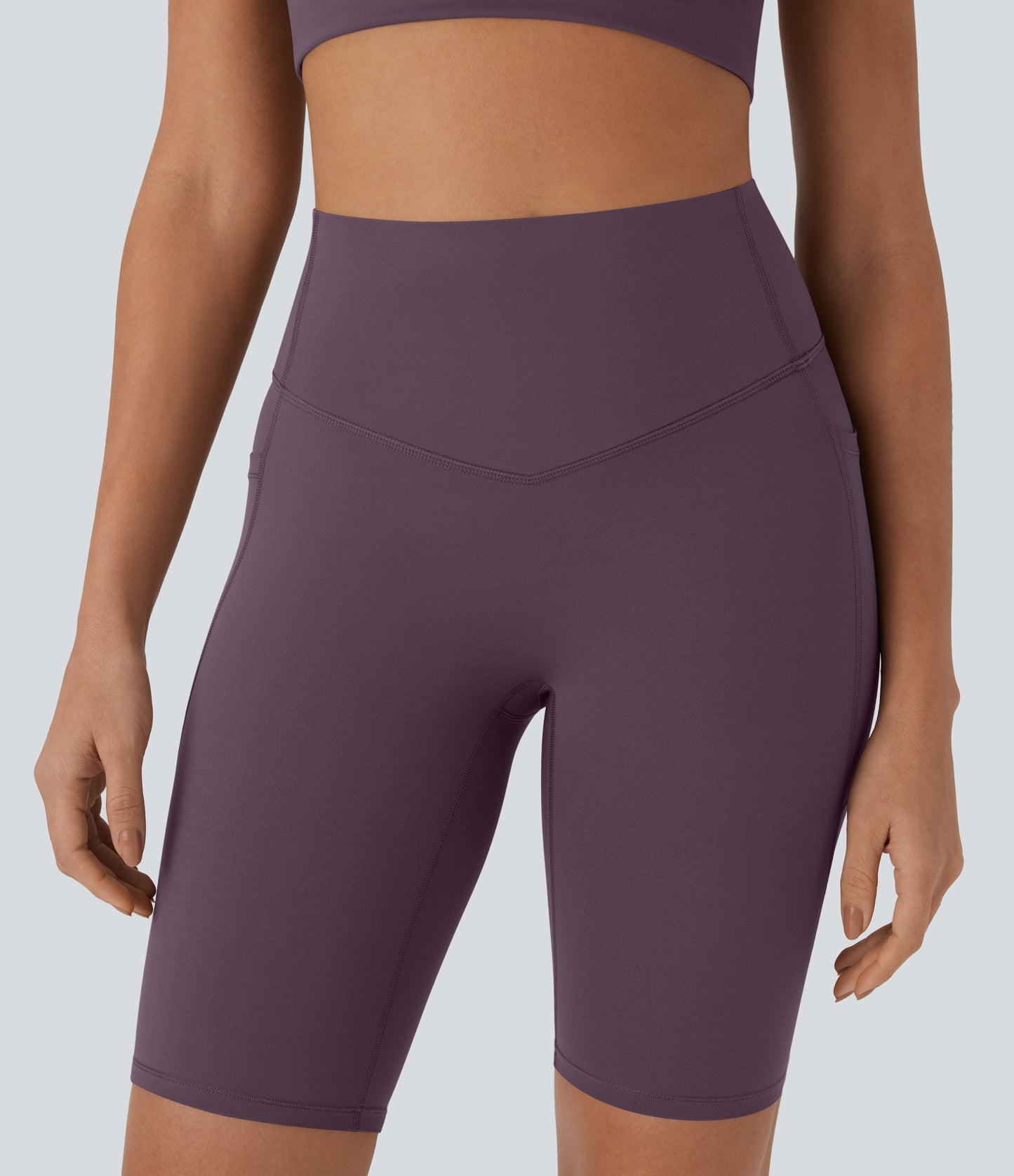 High Waisted Tummy Control Pocket Shaping Training Biker Shorts 9''