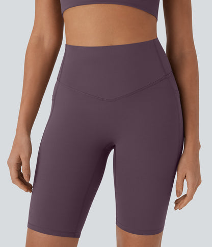 High Waisted Tummy Control Pocket Shaping Training Biker Shorts 9''