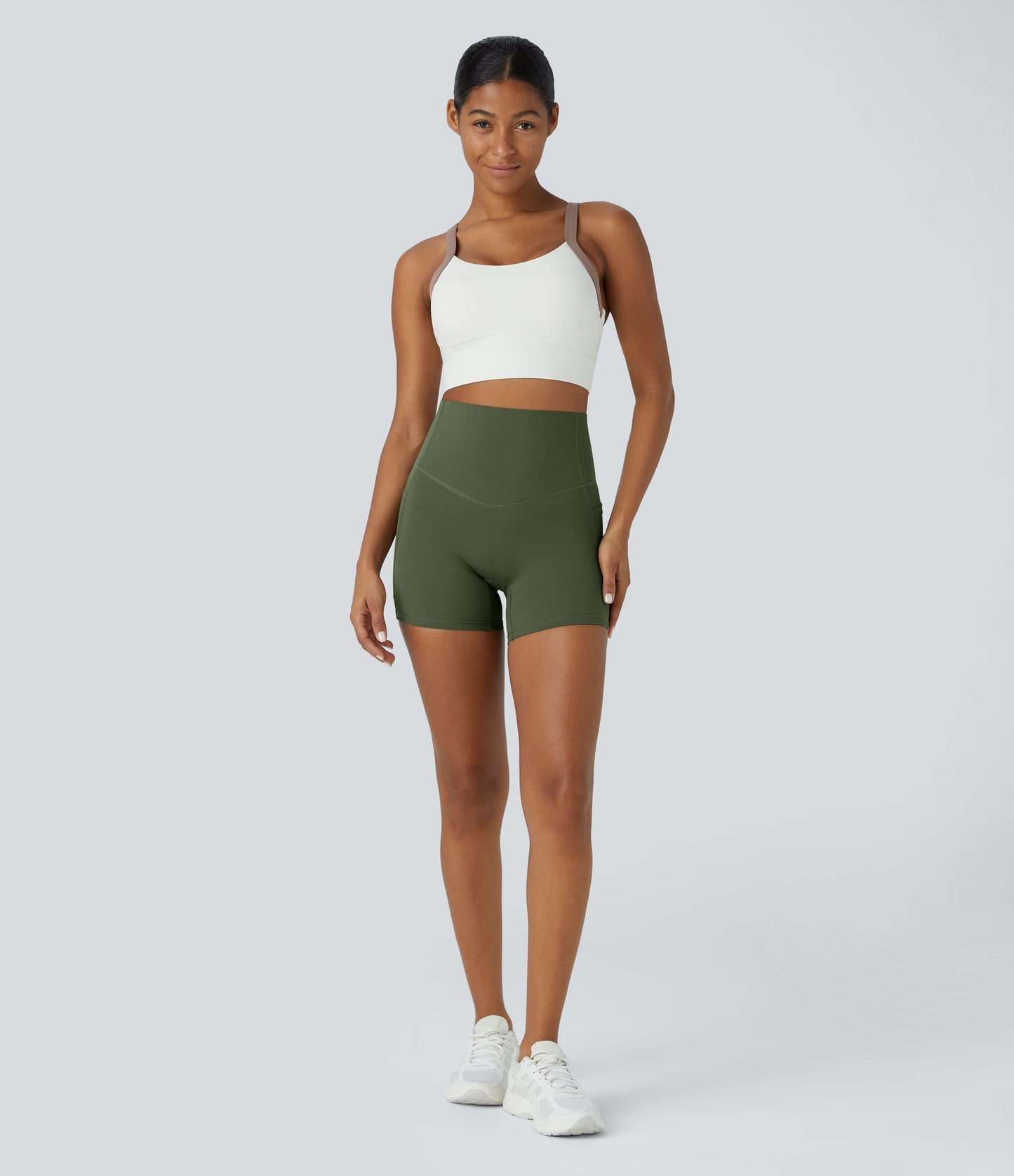 High Waisted Tummy Control Side Pocket Shaping Training Biker Shorts 5''