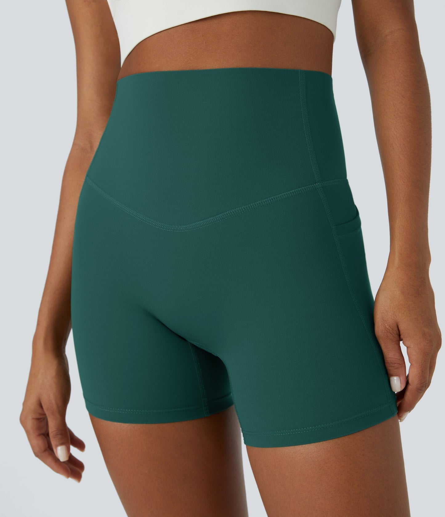 High Waisted Tummy Control Side Pocket Shaping Training Biker Shorts 5''