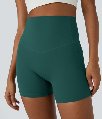 High Waisted Tummy Control Side Pocket Shaping Training Biker Shorts 5''