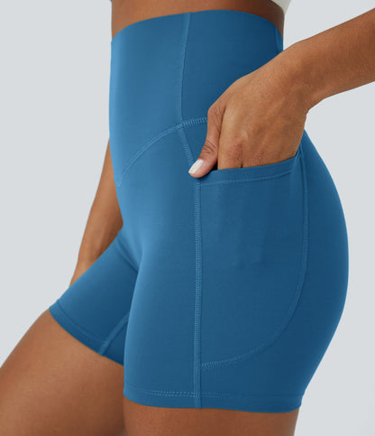 High Waisted Tummy Control Side Pocket Shaping Training Biker Shorts 5''