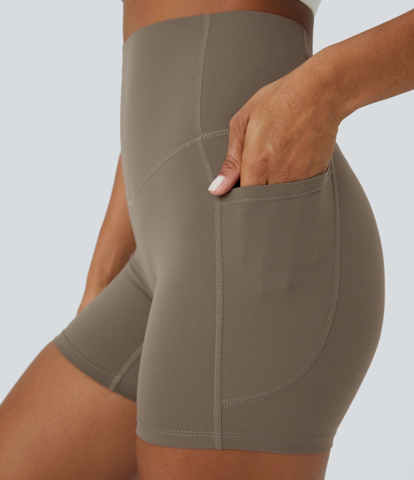 High Waisted Tummy Control Side Pocket Shaping Training Biker Shorts 5''
