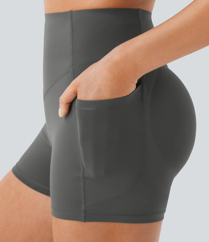 High Waisted Scrunch Butt Lifting Tummy Control Pocket Shaping Workout Biker Shorts 3''