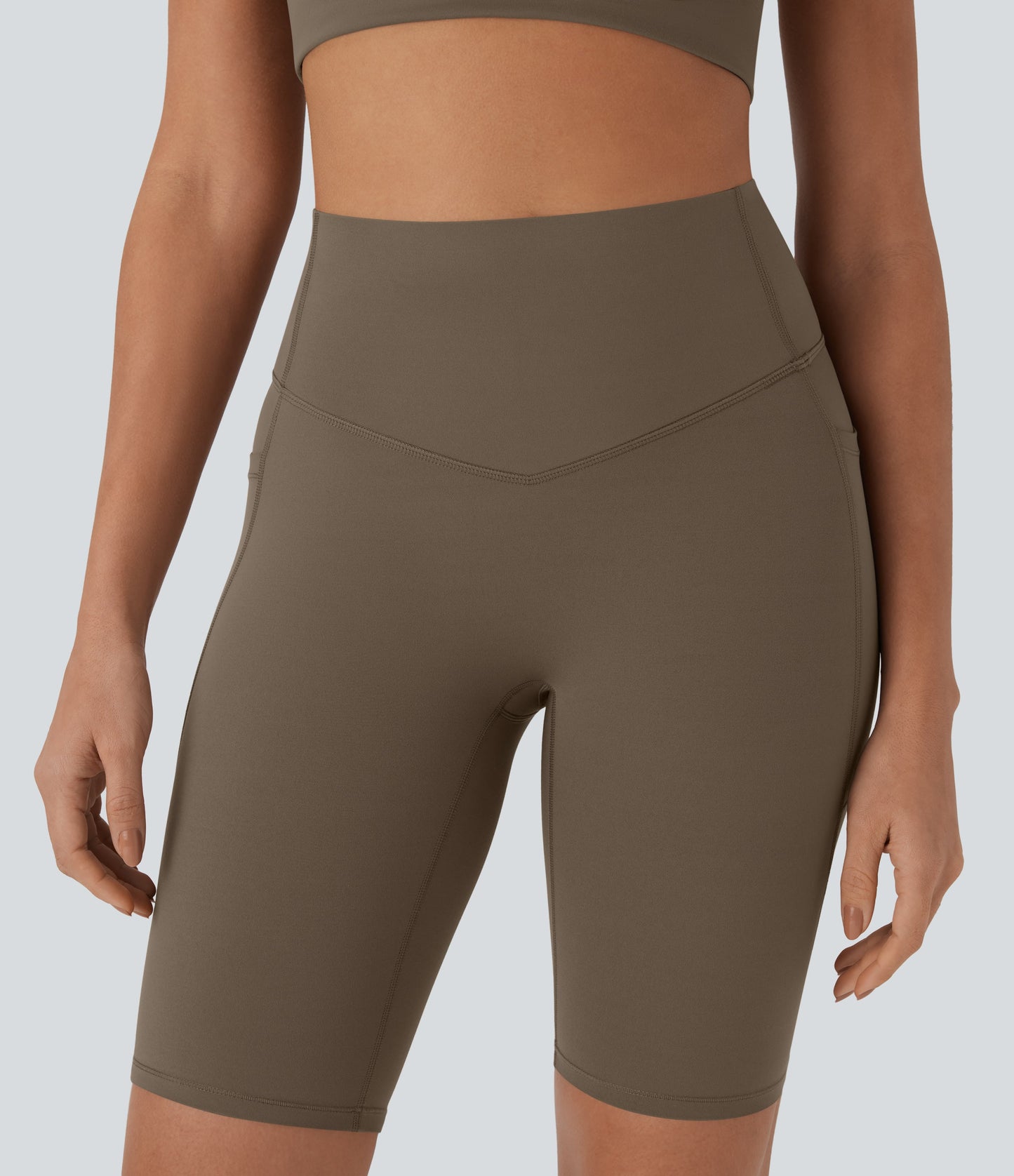 High Waisted Tummy Control Pocket Shaping Training Biker Shorts 9''