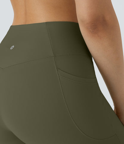 High Waisted Crossover Pocket Yoga Biker Shorts 7"-UPF50+
