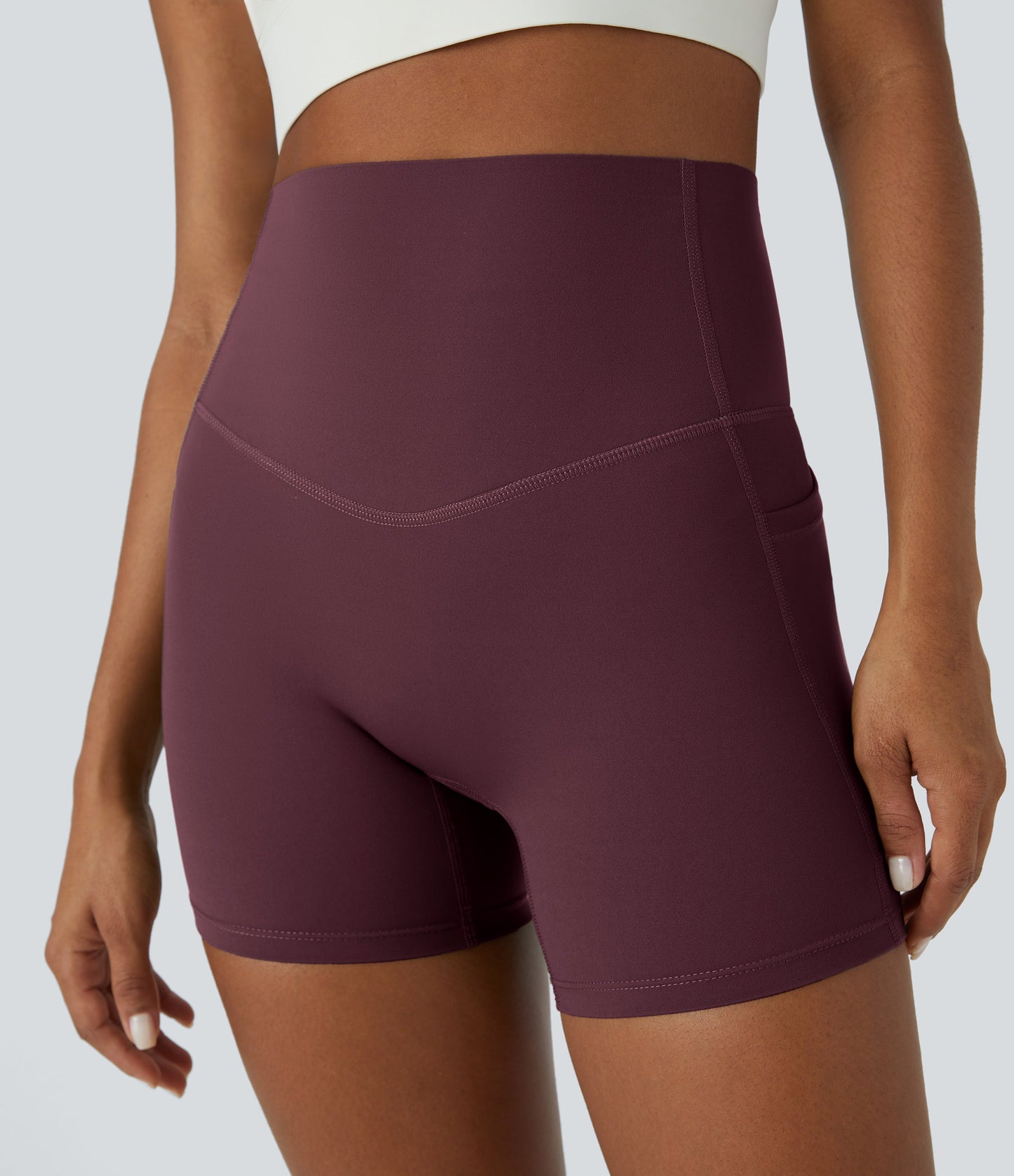 High Waisted Tummy Control Side Pocket Shaping Training Biker Shorts 5''