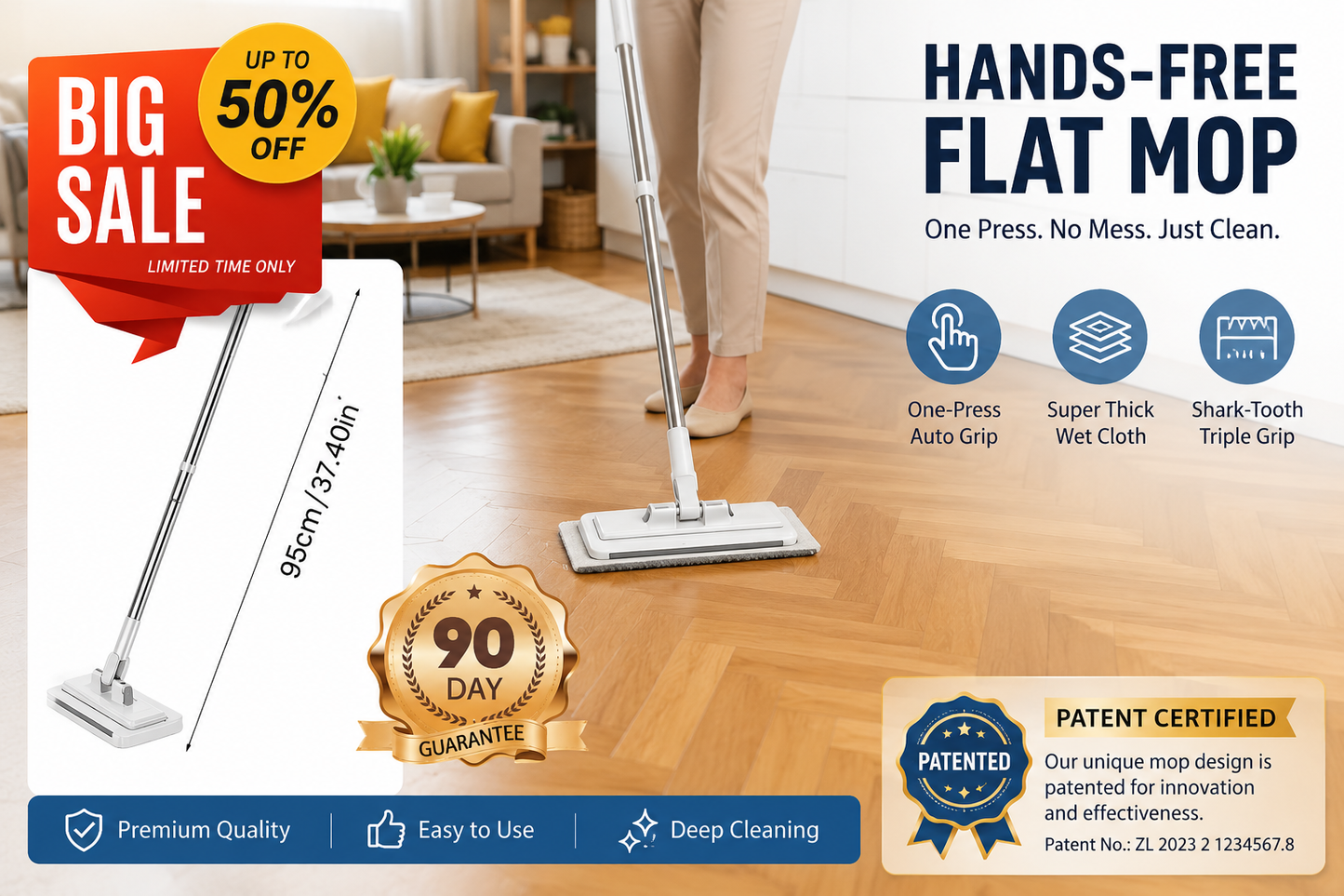 🏆Last Day Promo: 49% OFF Hands-Free Multi-Purpose Flat Mop