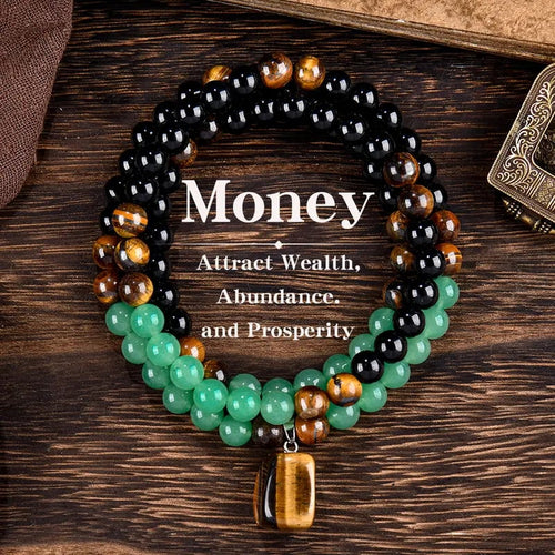 ✨✨ Money Attraction Necklace With GreenAventurine & Tiger Eye Pendant Healing Crystal Stone