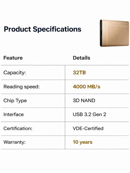 🔥Last Day 49% OFF🔥32TB High-speed Portable SSD