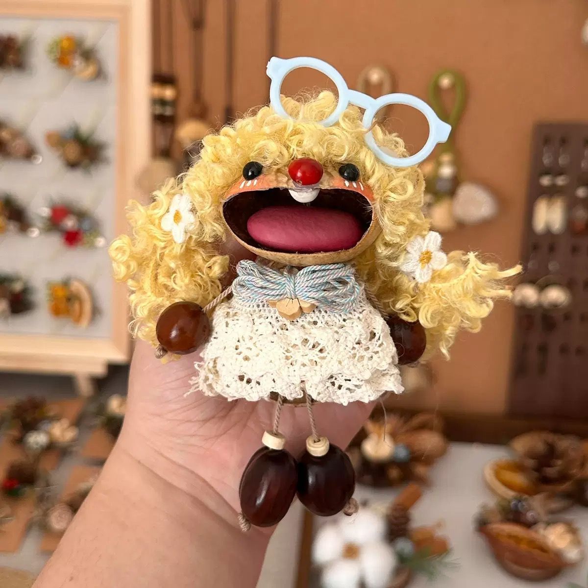Handmade Pod Shell Charm Doll