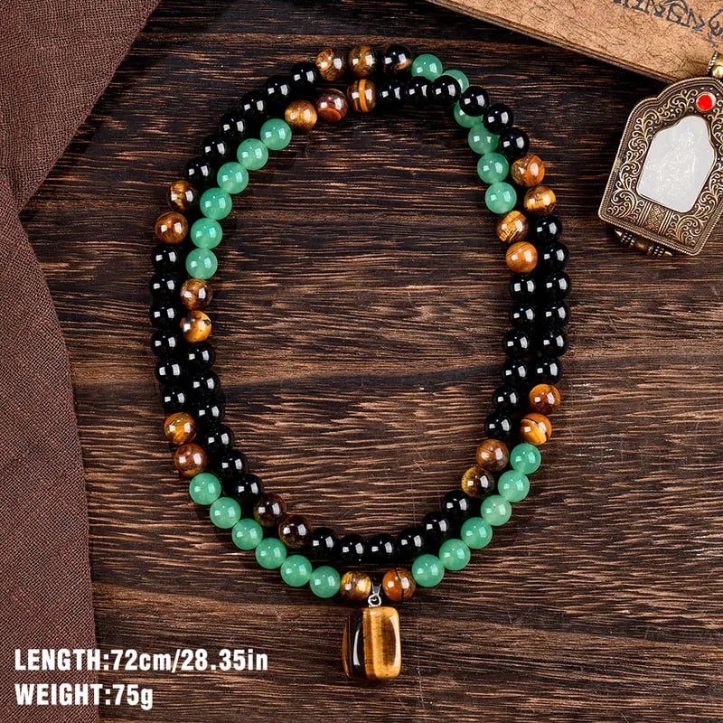 ✨✨ Money Attraction Necklace With GreenAventurine & Tiger Eye Pendant Healing Crystal Stone