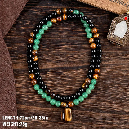 ✨✨ Money Attraction Necklace With GreenAventurine & Tiger Eye Pendant Healing Crystal Stone