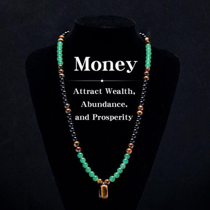 ✨✨ Money Attraction Necklace With GreenAventurine & Tiger Eye Pendant Healing Crystal Stone