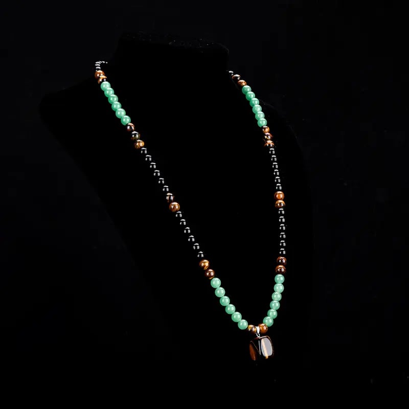 ✨✨ Money Attraction Necklace With GreenAventurine & Tiger Eye Pendant Healing Crystal Stone
