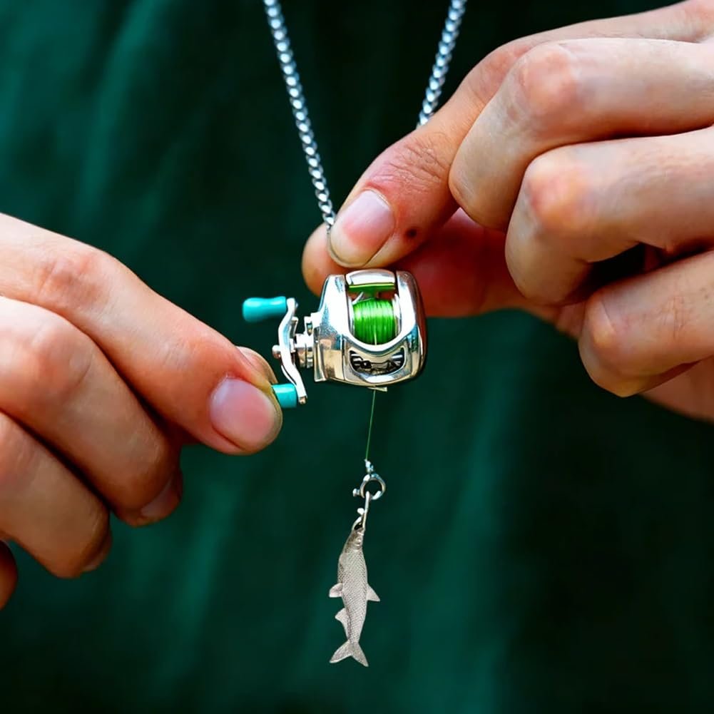 🎁LAST DAY 50% OFF 😍2026 Newest Collectible Mini Fishing Reel Pendant Necklace for Anglers