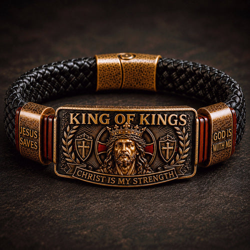 ✝️KING OF KINGS bracelet - 🙏Fit: Flexible design – fits most wrists (7–10.5 in)