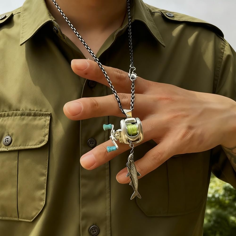 🎁LAST DAY 50% OFF 😍2026 Newest Collectible Mini Fishing Reel Pendant Necklace for Anglers