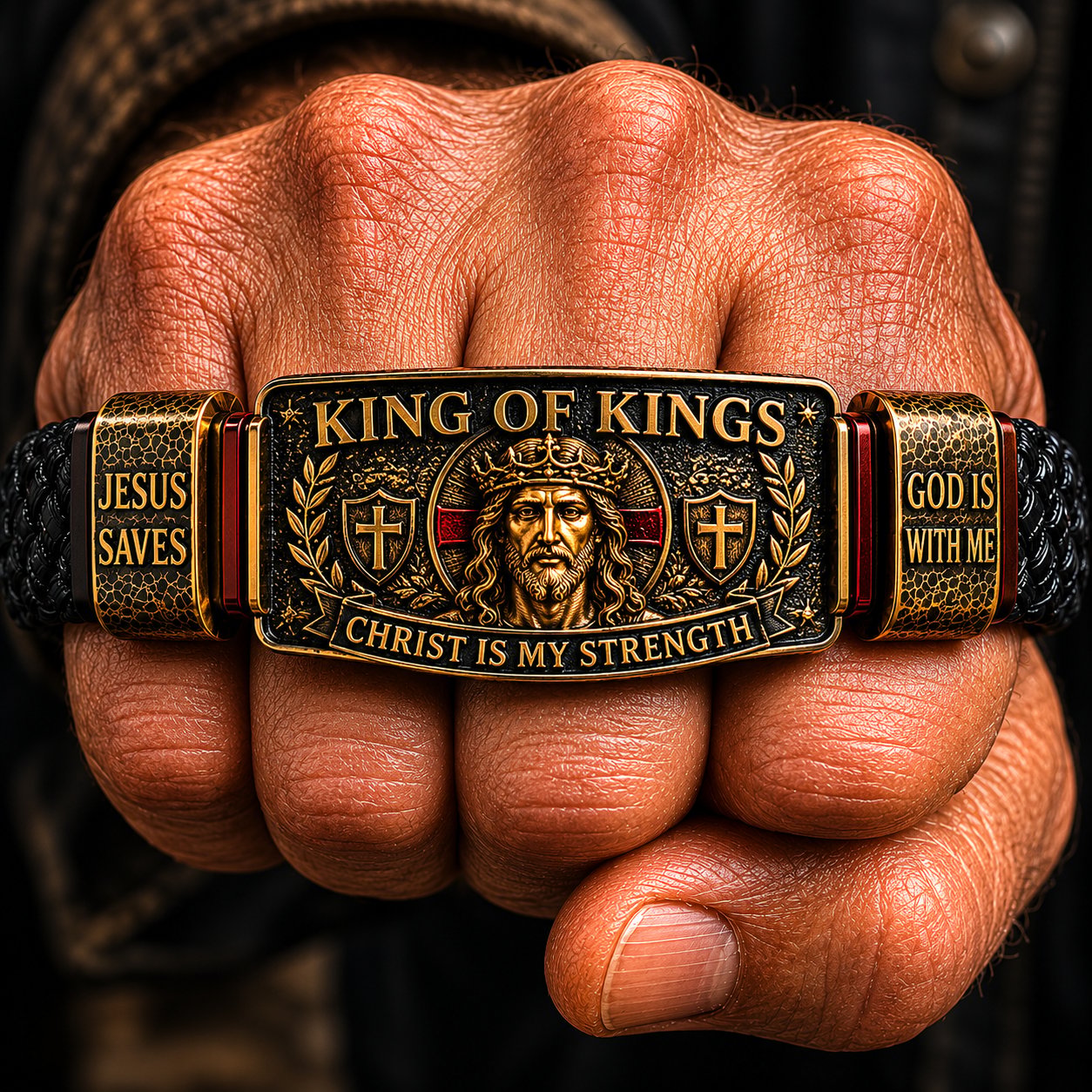 ✝️KING OF KINGS bracelet - 🙏Fit: Flexible design – fits most wrists (7–10.5 in)