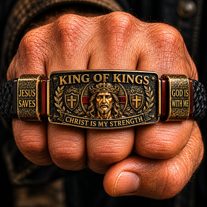 ✝️KING OF KINGS bracelet - 🙏Fit: Flexible design – fits most wrists (7–10.5 in)